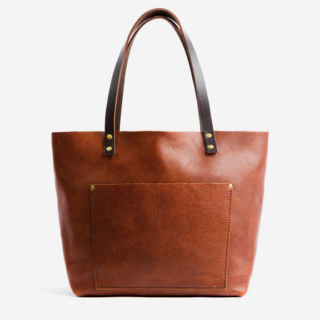 Nutmeg*Classic | Large leather tote bag with sturdy bridle handles and front pocket