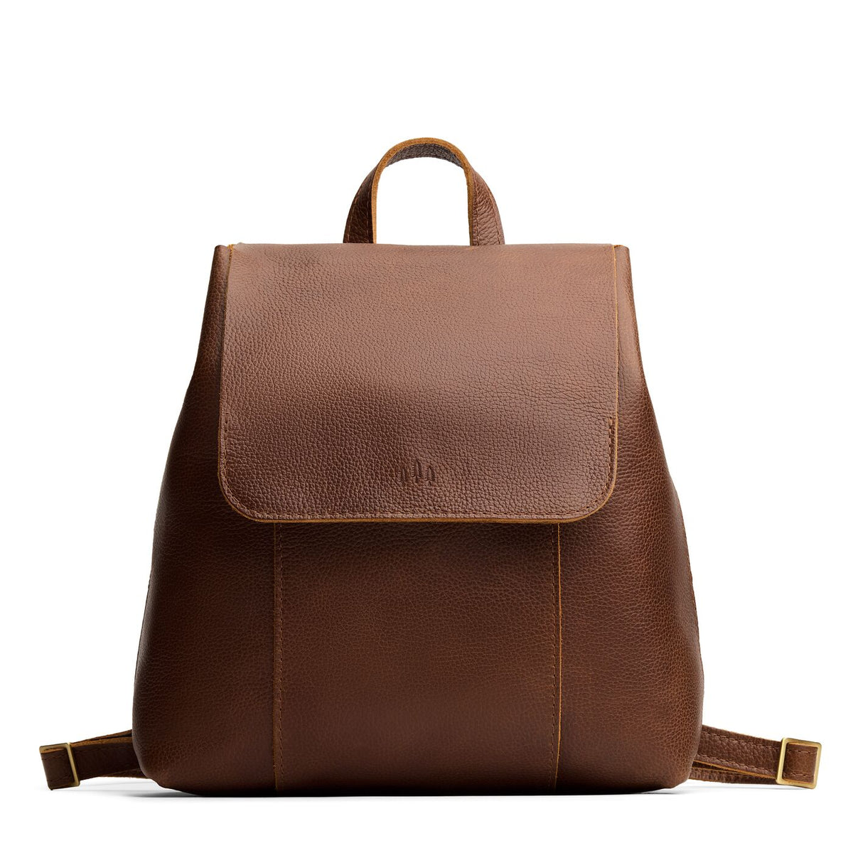 Asheville | Leather backpack with magnetic flap closure on a white background