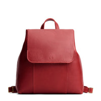 Chili Red | Leather backpack with magnetic flap closure on a white background