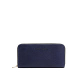 Cobalt | Large accordion leather wallet with zipper and PLG logo