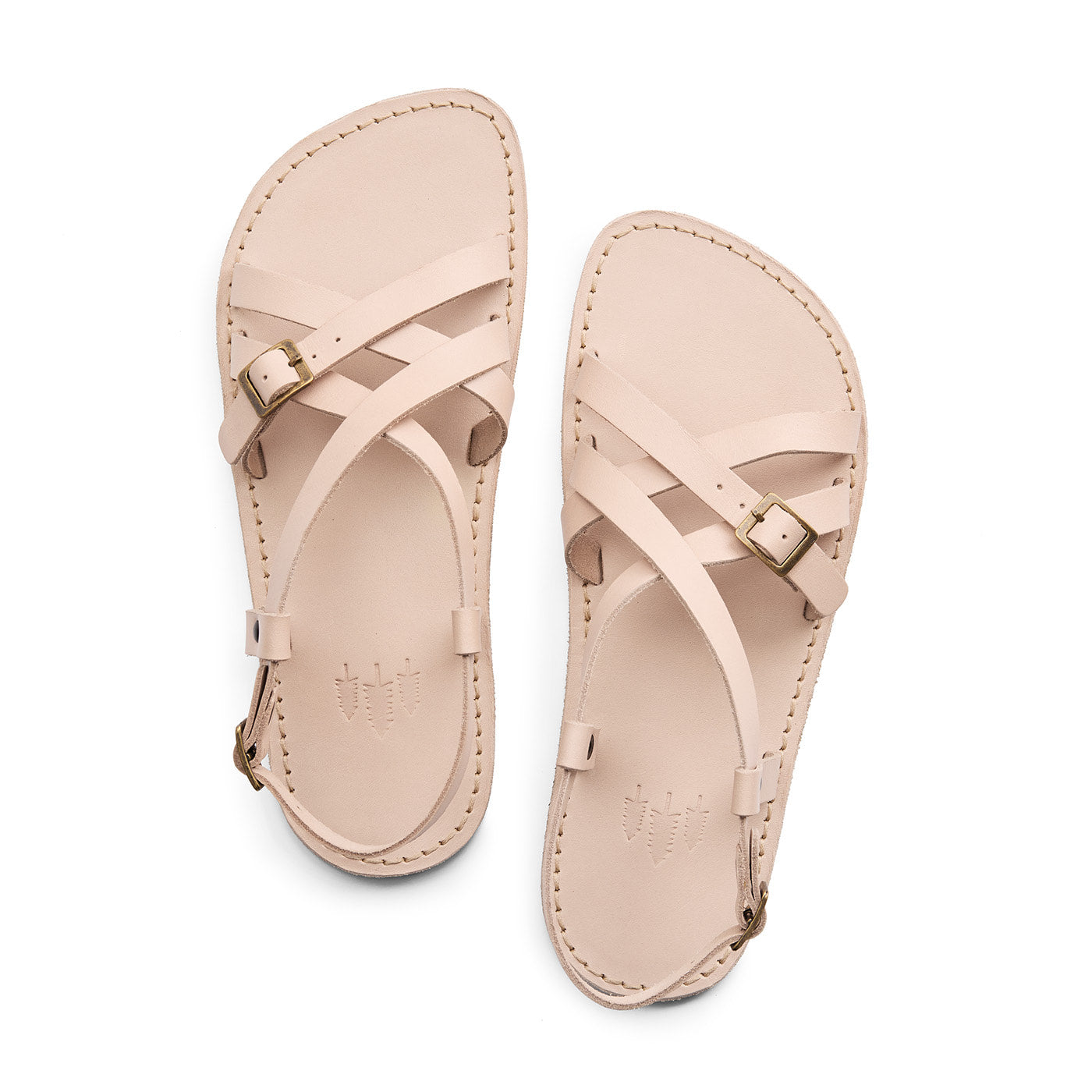 Crema | Strappy leather sandals with two buckle accents