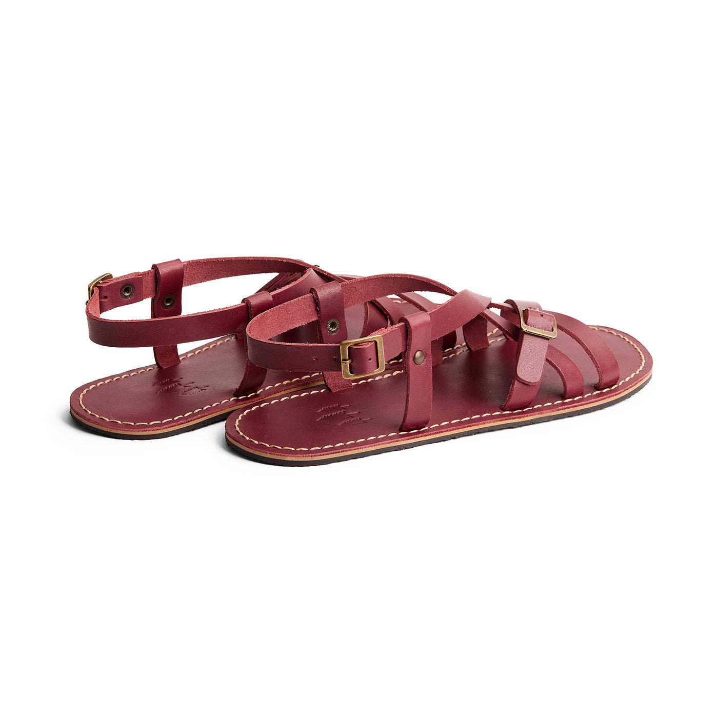 Marsala | Strappy leather sandals with two buckle accents