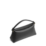 Black | Leather bowler bag with magnetic closure against a white background