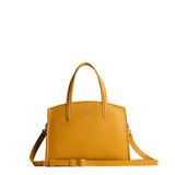 Sunshine Medium | Leather tote bag with handles, adjustable crossbody strap, zipper top, and two back pockets