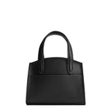 Black Mini | Leather tote bag with handles, adjustable crossbody strap, zipper top, and a back pocket