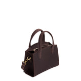 Moose Mini | Leather tote bag with handles, adjustable crossbody strap, zipper top, and a back pocket