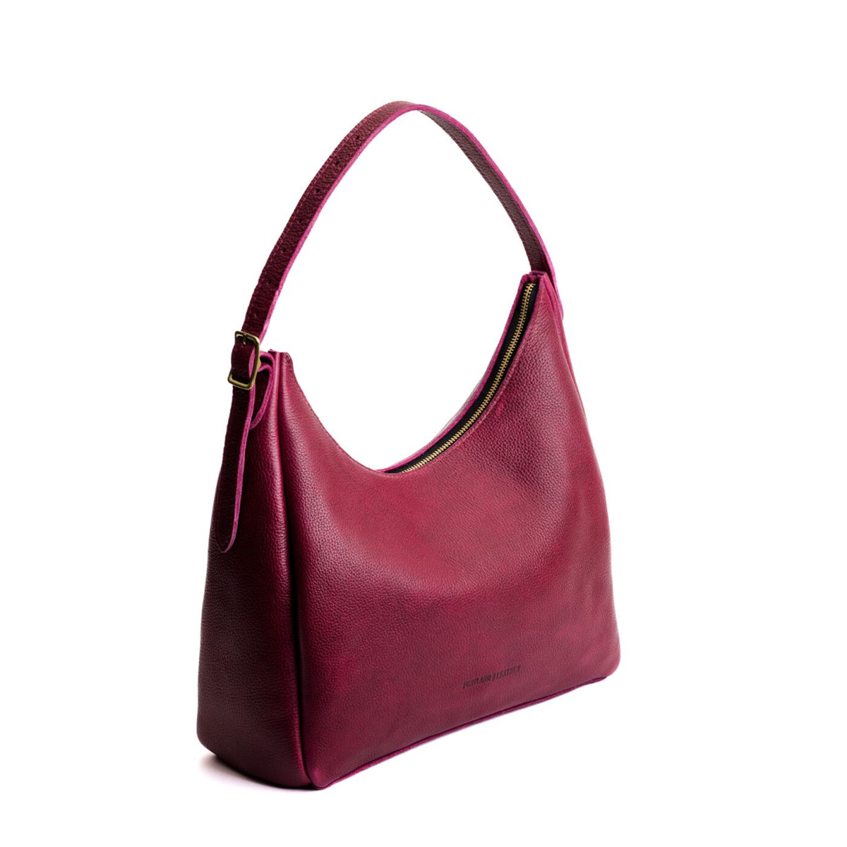 Orchid*Large | u-shaped, flat-bottomed leather shoulder bag with adjustable strap