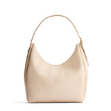 Pebbled Bone Large | U-shaped, flat-bottomed leather shoulder bag with adjustable strap