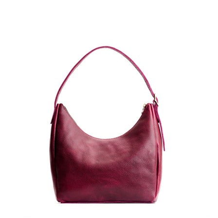 Orchid*Medium | u-shaped, flat-bottomed leather shoulder bag with adjustable strap
