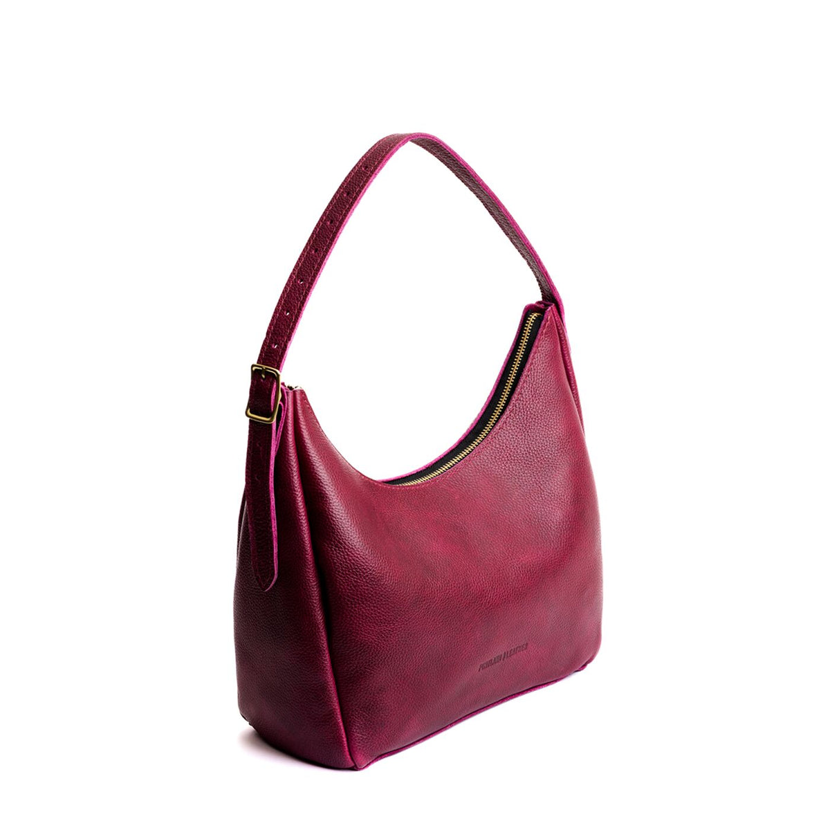 Orchid*Medium | u-shaped, flat-bottomed leather shoulder bag with adjustable strap