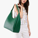 Bacalar Oversized | U-shaped, flat-bottomed leather shoulder bag with adjustable strap