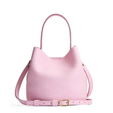 Pinkaboo Small | Symmetrical bucket bag with handle, latch closure, and removable crossbody strap