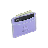Chalk Violet | Minimalist leather wallet with card slots branded with PLG trees and The Breasties logo