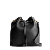 Pebbled--black Small | Slouchy crossbody bag with leather drawstring closure