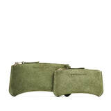 Laurel | Large and Small pouches with a top zipper and unique curved bottom