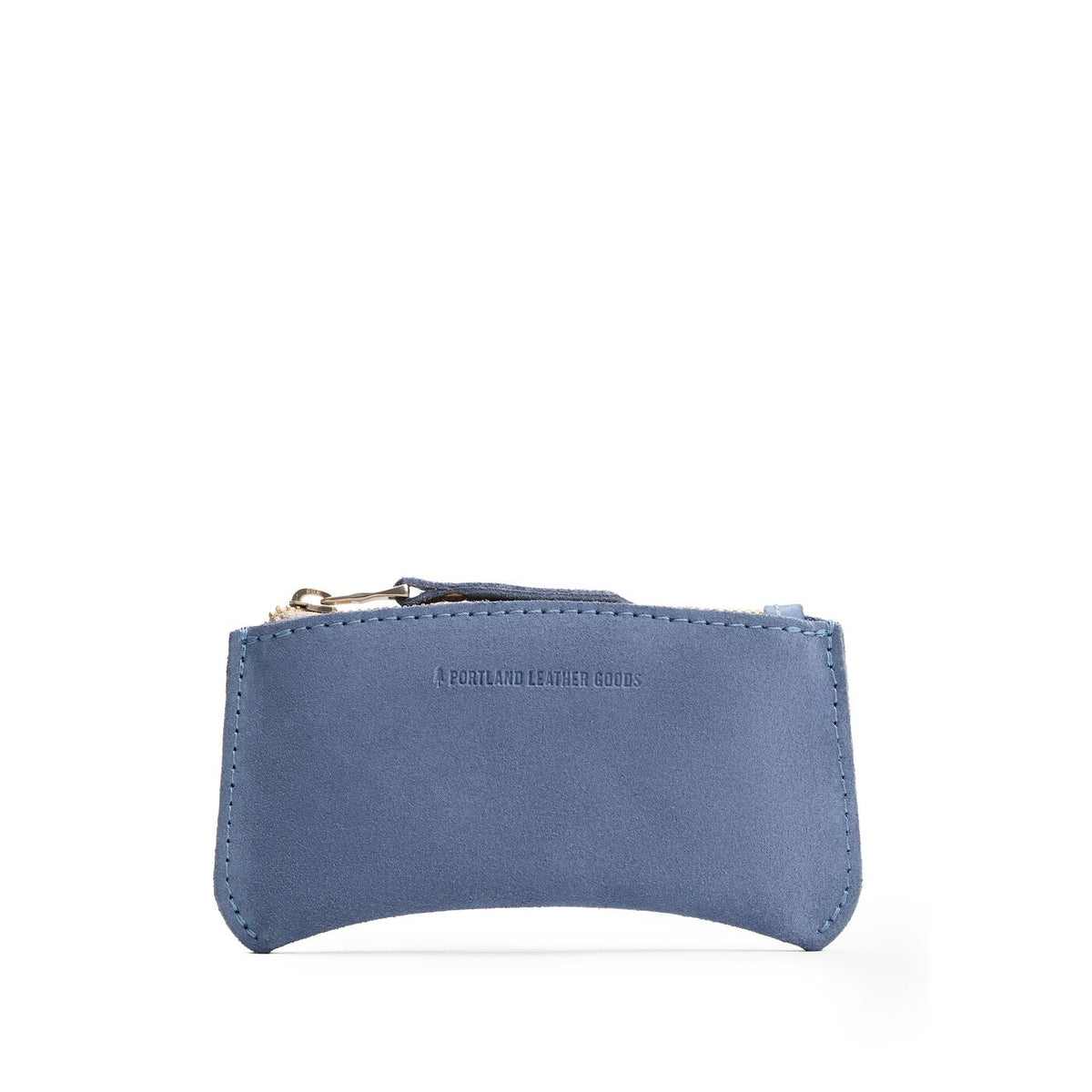Denim*Small | Small pouch with a top zipper and unique curved bottom