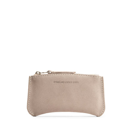 Taupe*Small | Small pouch with a top zipper and unique curved bottom