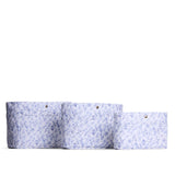 Marbella Classic | Three size comparison of printed canvas purse organizers