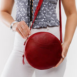 Chili Red Large | Circle shaped crossbody bag with top zipper