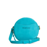 Aquamarine Small | Circle shaped crossbody bag with top zipper