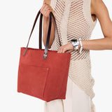 Cinnabar Classic | Large leather tote bag with sturdy bridle handles and front pocket