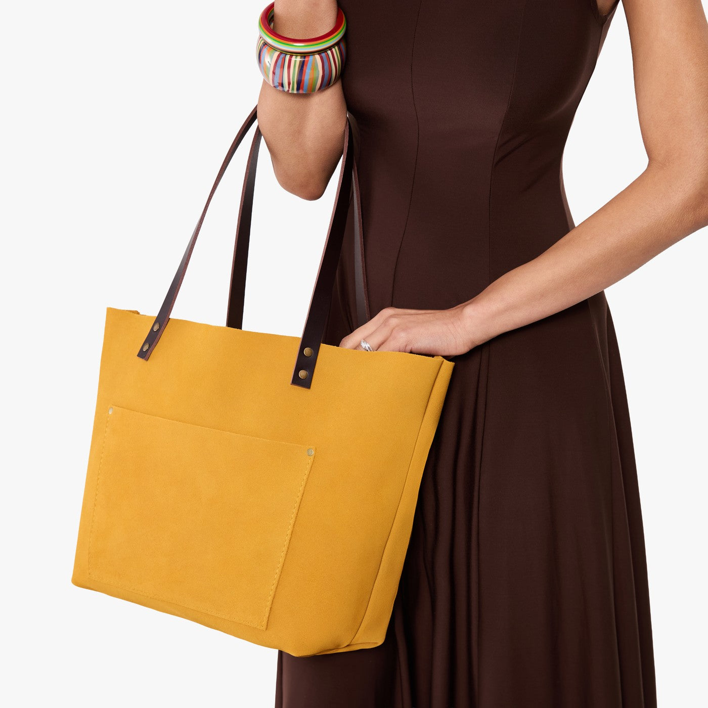 Dijon*Classic | Large leather tote bag with sturdy bridle handles and front pocket