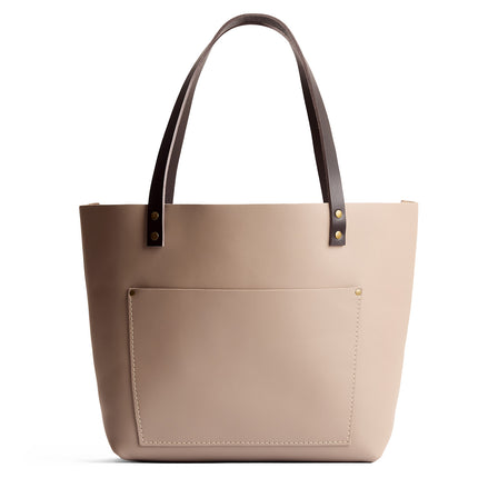 Stone*Zipper | Large leather tote bag with sturdy bridle handles and front pocket