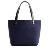 Velvet Blue Classic | Large leather tote bag with sturdy bridle handles and front pocket