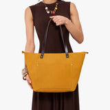 Dijon Zipper | Large leather tote bag with sturdy bridle handles and front pocket