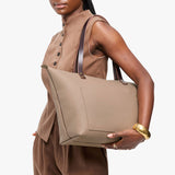 Stone Zipper | Large leather tote bag with sturdy bridle handles and front pocket
