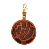 Choco | Concha shaped leather keychain with brown embroidery