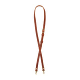 Nutmeg | Leather crossbody strap with metal buckle and lever snap swivel clasps