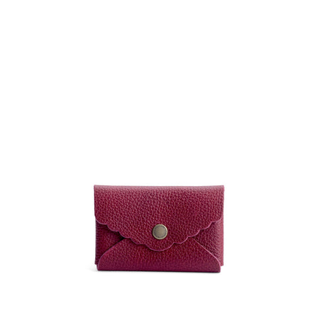 Orchid | Leather card wallet with scalloped edge