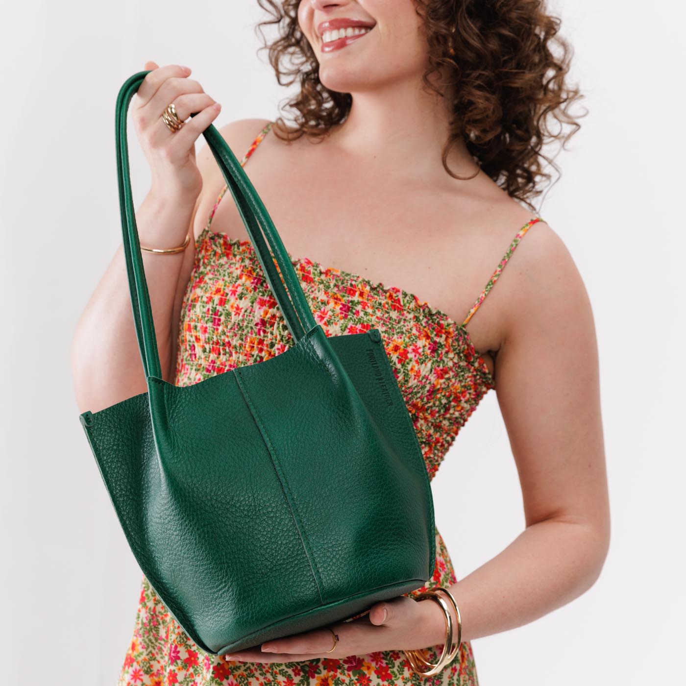 Bacalar*Classic | Petite bucket shaped tote bag with matching leather handles