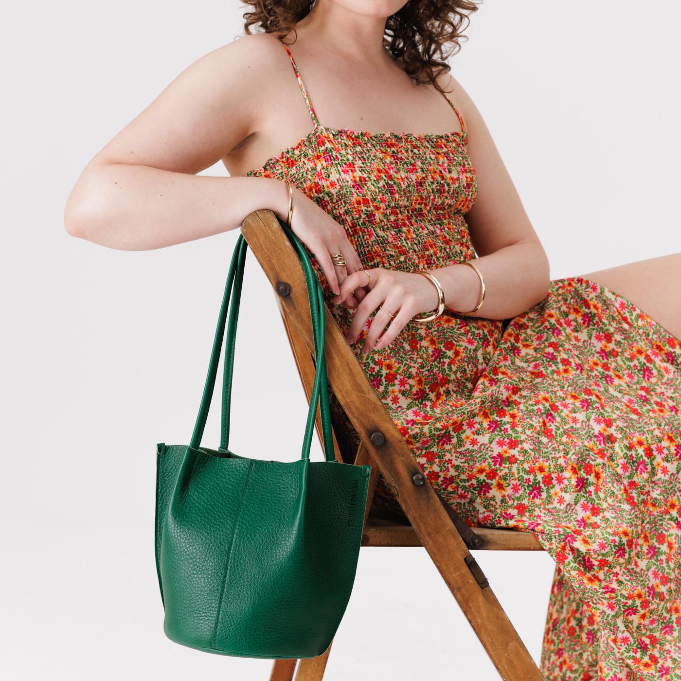 Bacalar*Classic | Petite bucket shaped tote bag with matching leather handles