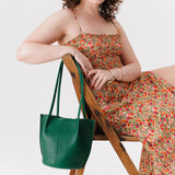 Bacalar Classic | Petite bucket shaped tote bag with matching leather handles