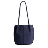 Alaska Blue Classic | Petite bucket shaped tote bag with matching leather handles