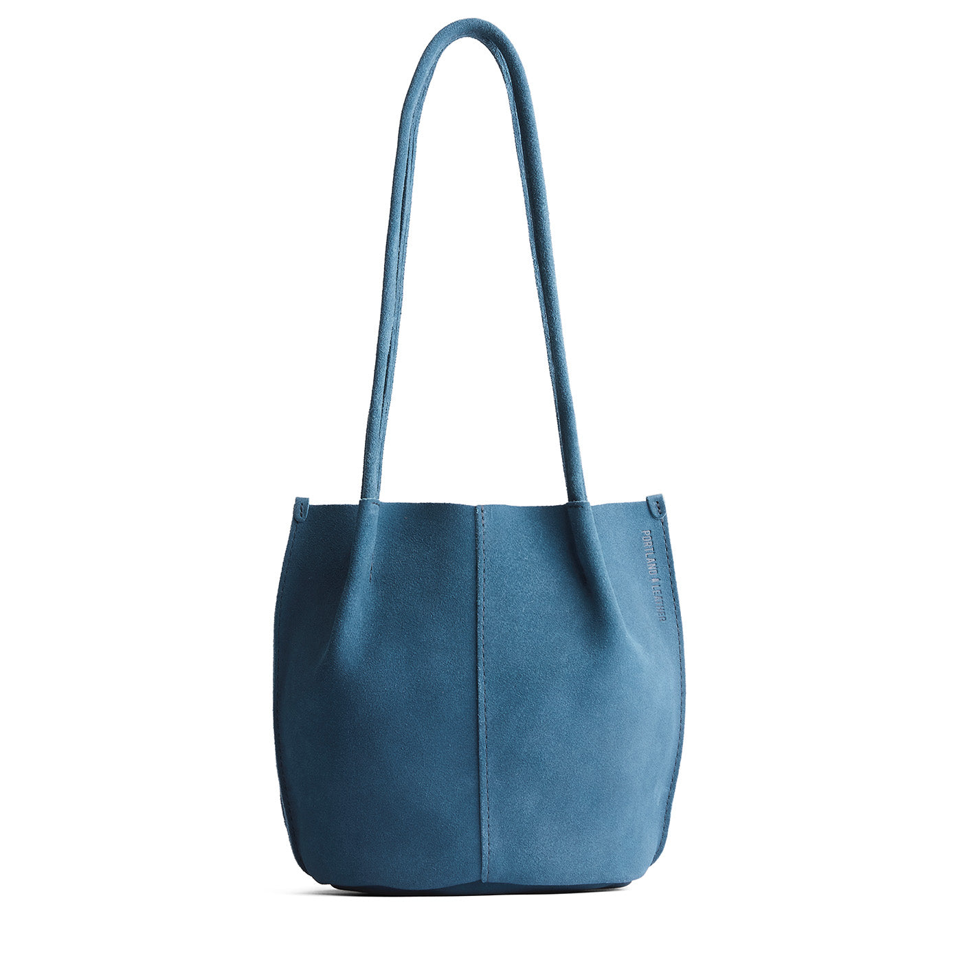 Mariner Blue*Classic | Petite bucket shaped tote bag with matching leather handles