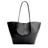 Black*Oversized | Extra wide bucket shaped tote bag with matching leather handles