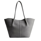 Smoke Grey Oversized | Extra wide bucket shaped tote bag with matching leather handles