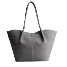 Smoke Grey*Oversized | Extra wide bucket shaped tote bag with matching leather handles