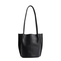 Black*Classic | Petite bucket shaped tote bag with matching leather handles