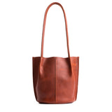 Chestnut Classic | Petite bucket shaped tote bag with matching leather handles