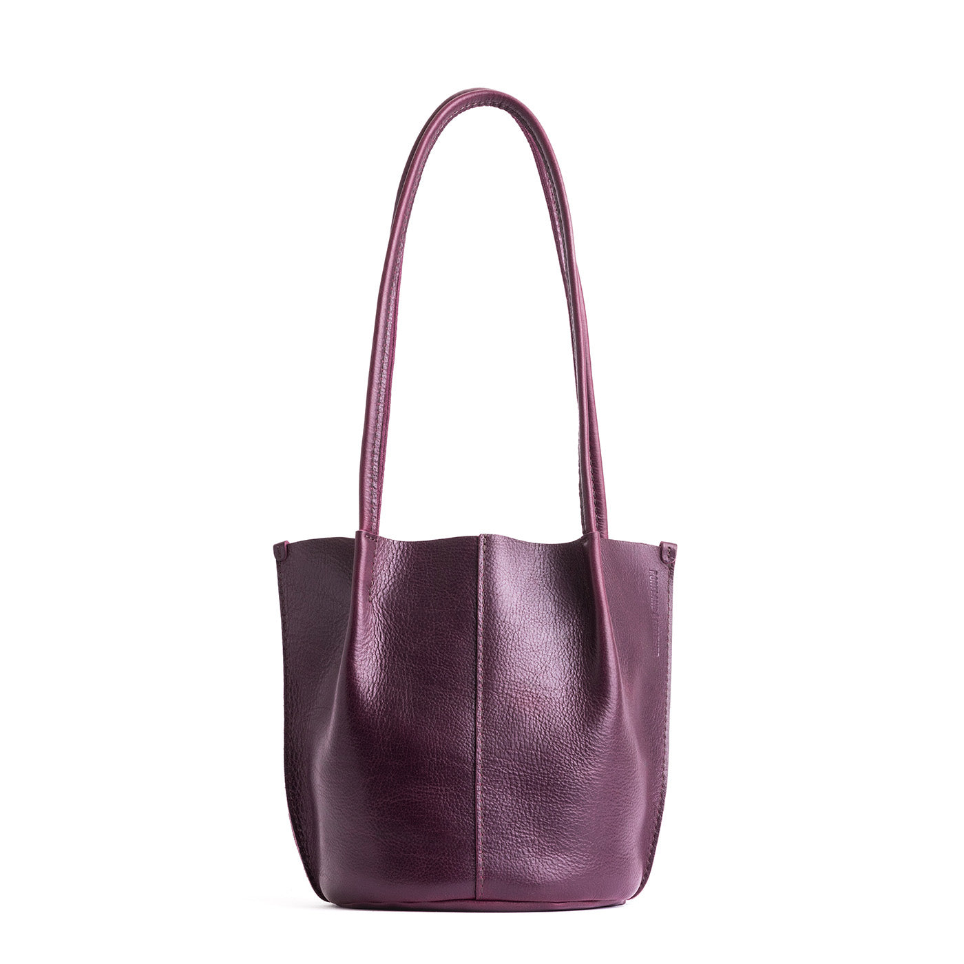 Plum*Classic | Petite bucket shaped tote bag with matching leather handles