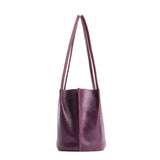 Plum Classic | Petite bucket shaped tote bag with matching leather handles