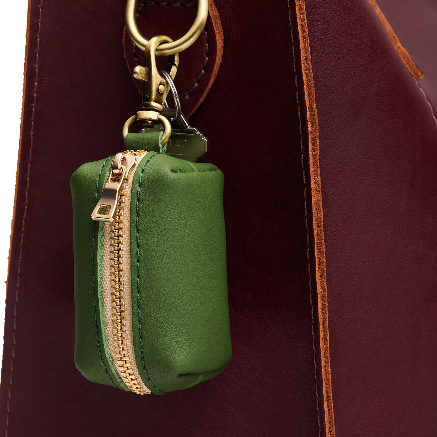 Cactus | Leather small keychain pouch