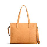 Desert Flower | Structured wide embossed leather tote bag with overlapping panels and crossbody strap