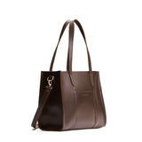 Grizzly East/West | Structured wide tote bag with overlapping panels and crossbody strap