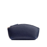 Cobalt Eclipse | Spacious leather makeup bag with curved seams and top zipper