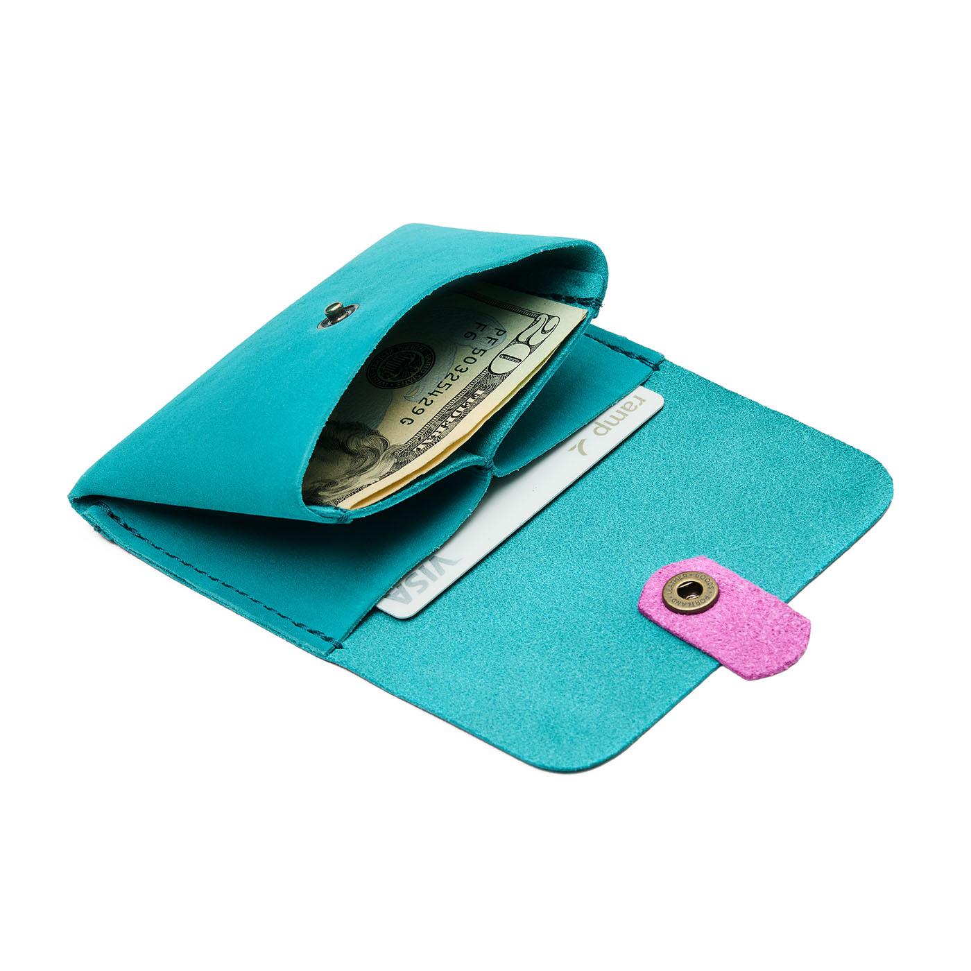 Aquamarine | Envelope snap wallet with contrast pull tab